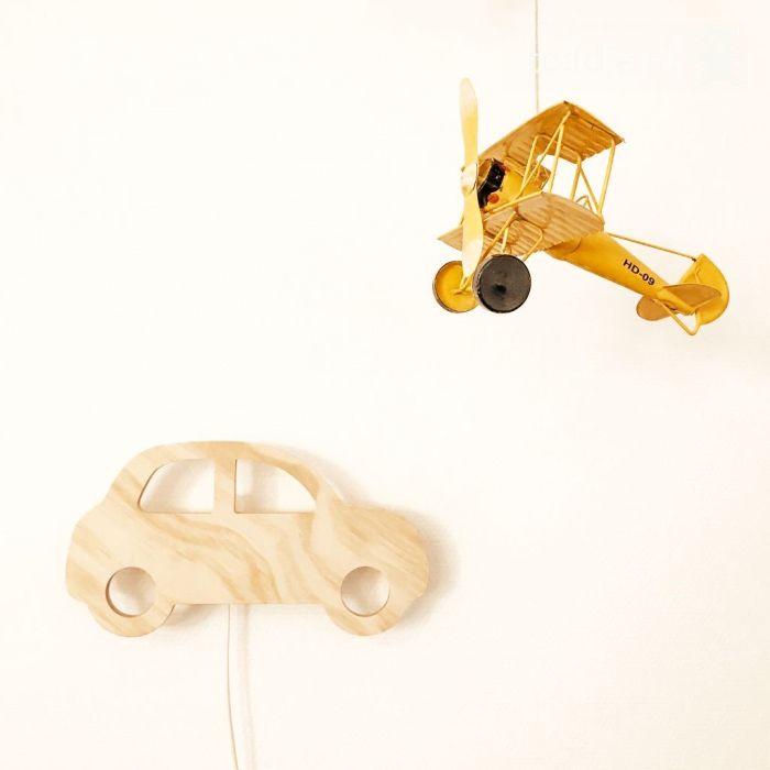 Hölzerne Wandleuchte Kinderzimmer | Auto - natur Wandleuchte toddie.de