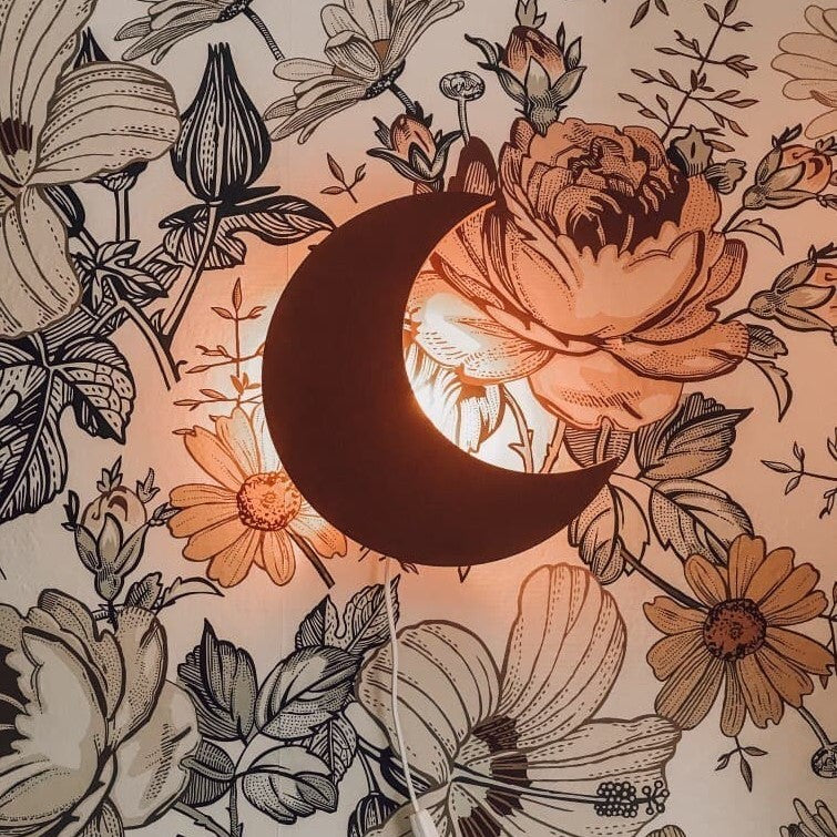Hölzerne Wandleuchte Kinderzimmer | Mond - ziegelrot Wandleuchte toddie.de
