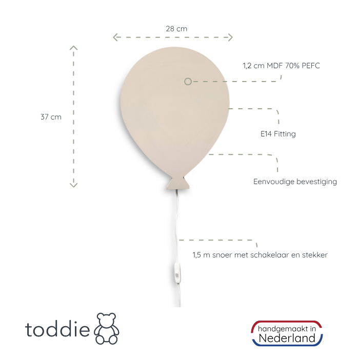 Hölzerne Wandleuchte Kinderzimmer | Ballon - beige Wandleuchte toddie.de