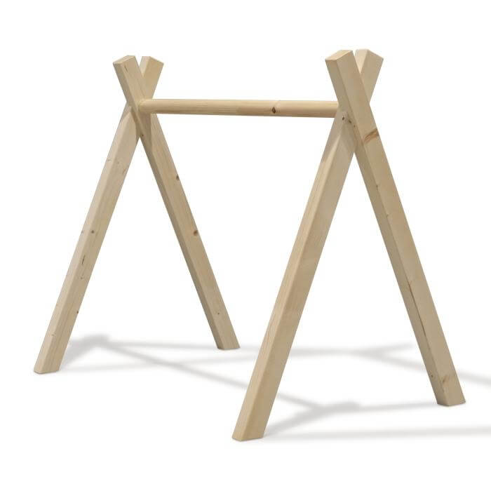 Holz Babygym | Massiver Holzspielbogen Tipi-Form (ohne hängespielzeuge) Spielbogen toddie.de