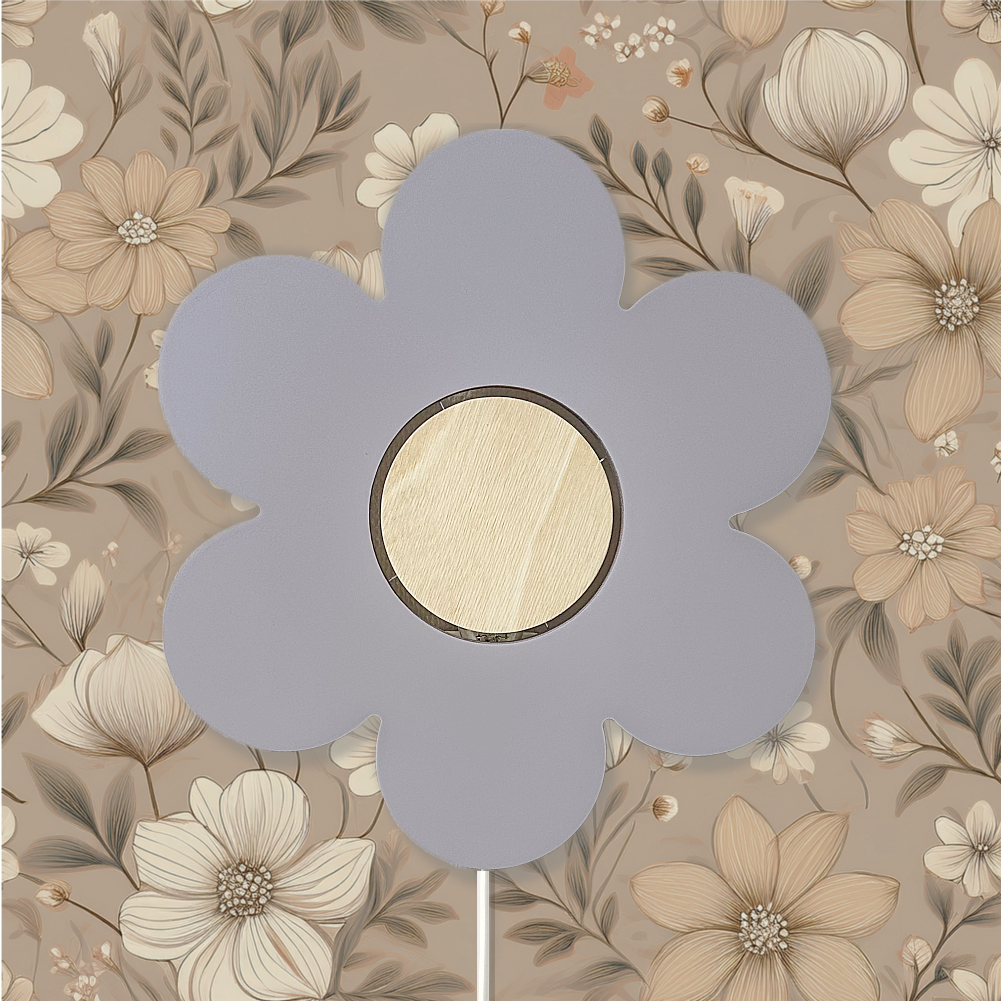Hölzerne Wandlampe Kinderzimmer | Blume - Lila Wandleuchte toddie.de ®
