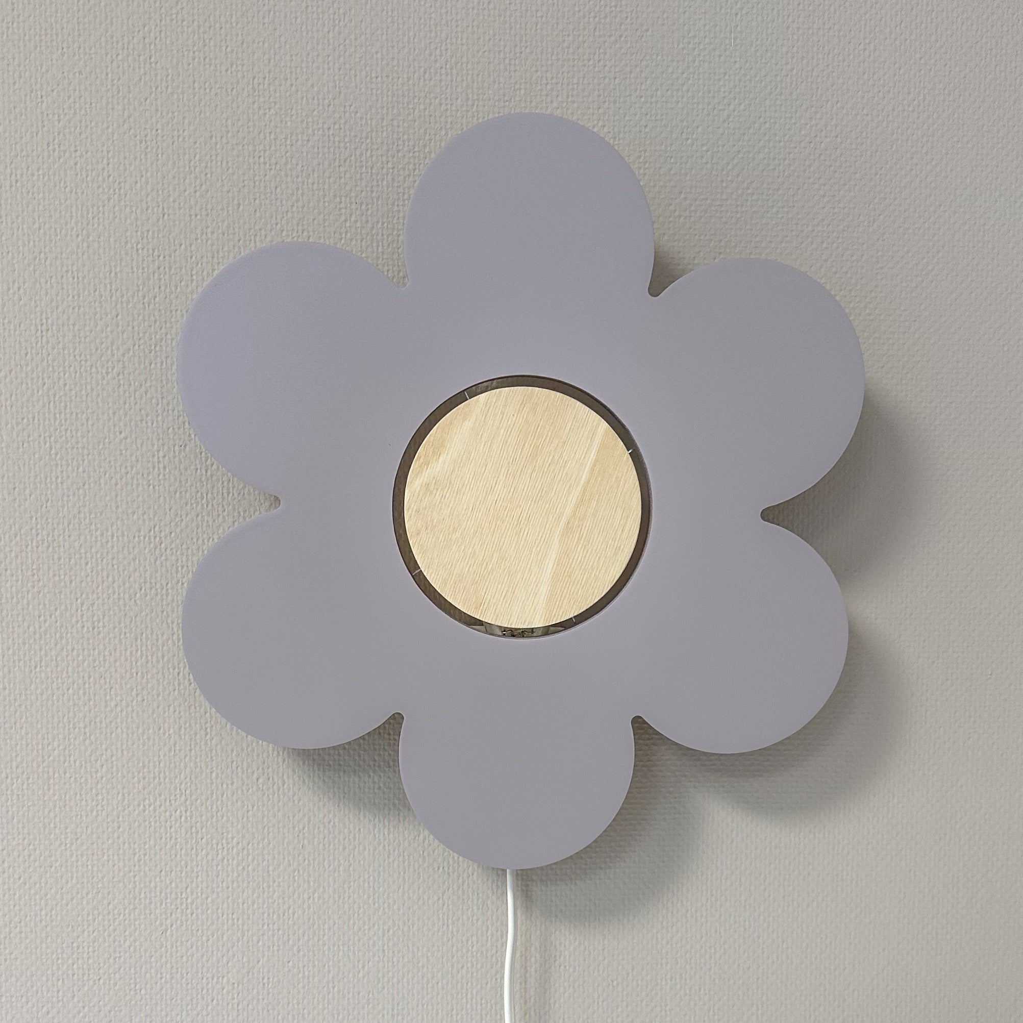 Hölzerne Wandlampe Kinderzimmer | Blume - Lila Wandleuchte toddie.de ®
