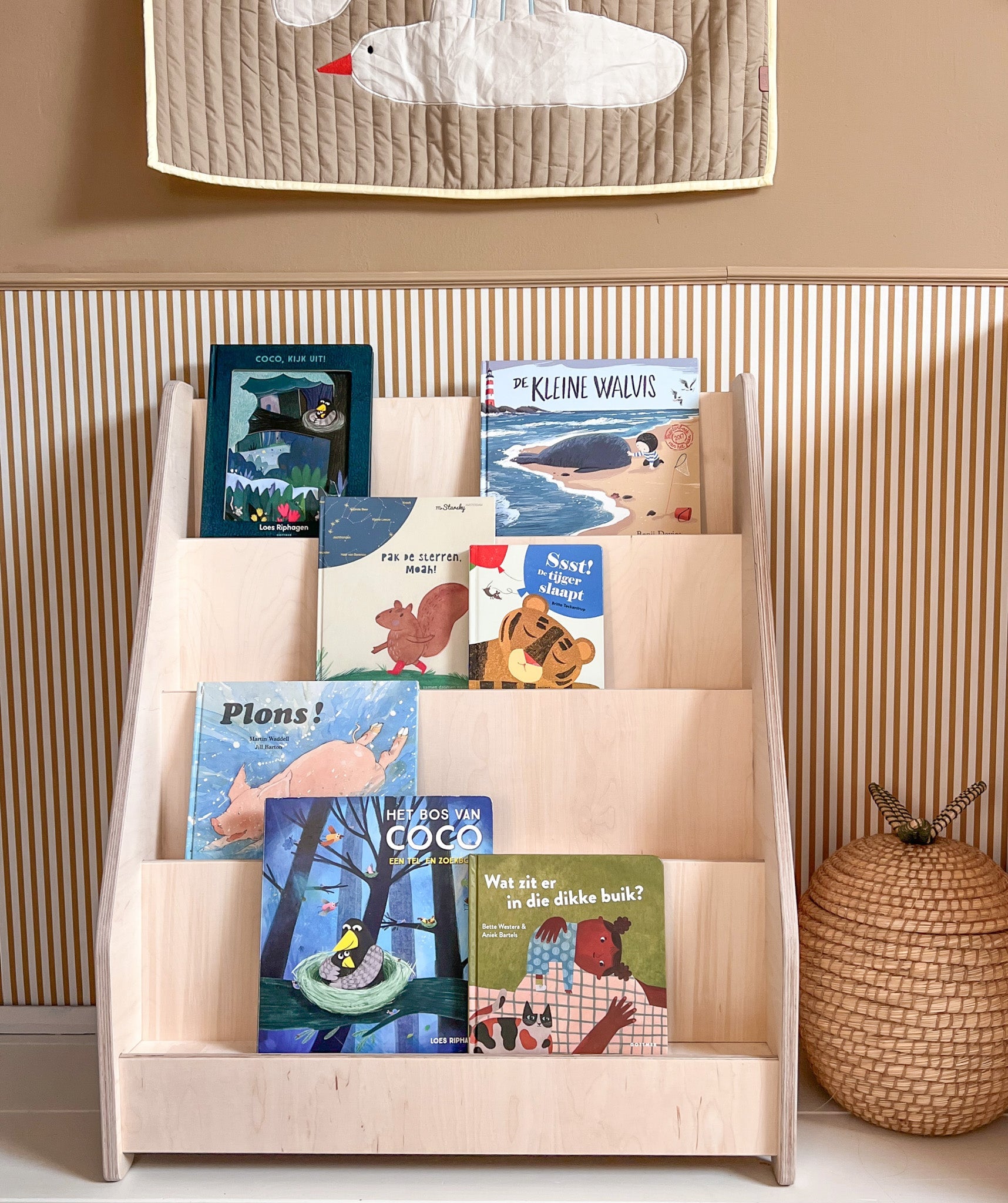 Montessori Bücherregal Kinderzimmer | 4 Stufen - natur Bücherschrank toddie.de ®