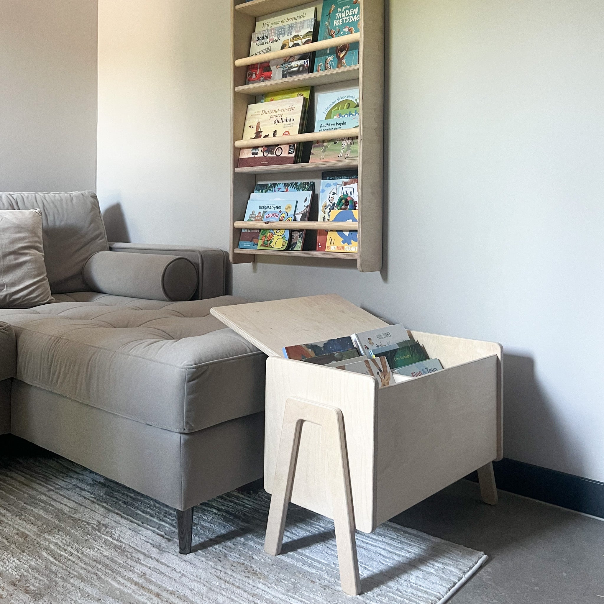 Montessori Aufbewahrungskiste Kinderzimmer | Holzbücherkiste mit Deckel - natur Aufbewahrungskiste toddie.de