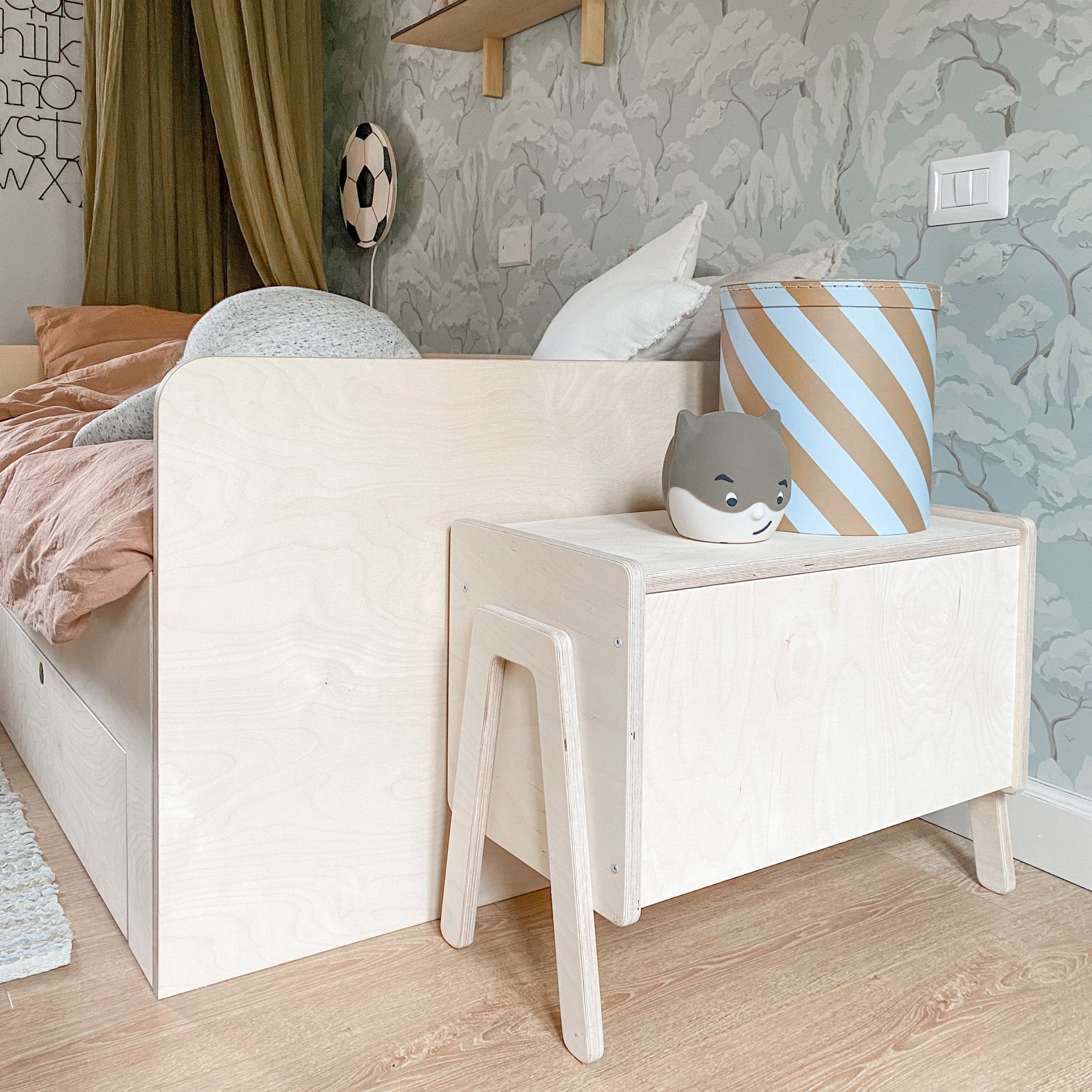 Montessori Aufbewahrungskiste Kinderzimmer | Holzbücherkiste mit Deckel - natur Aufbewahrungskiste toddie.de