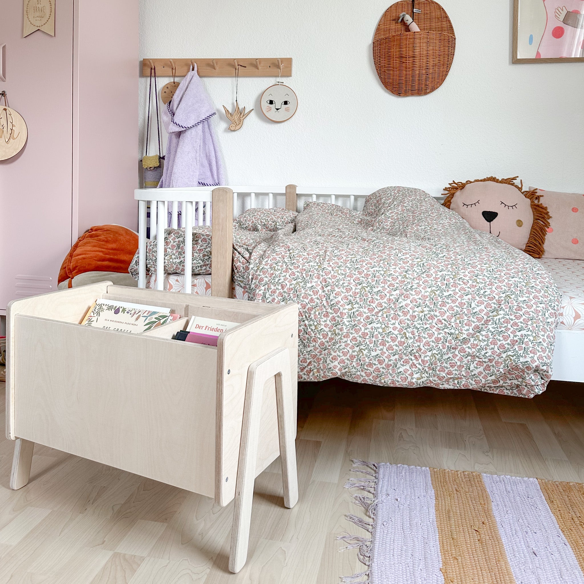 Montessori Aufbewahrungskiste Kinderzimmer | Holzbücherkiste mit Deckel - natur Aufbewahrungskiste toddie.de