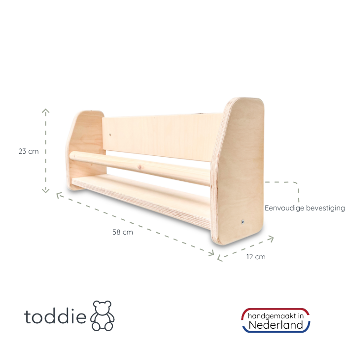 Montessori Bücherregal Kinderzimmer | 1 Regal - natur Wandregal toddie.de