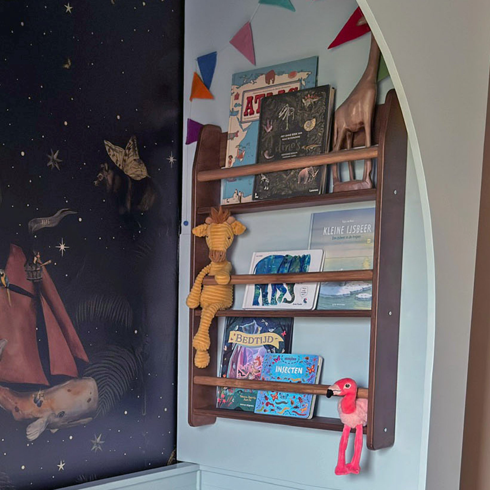 Montessori Bücherregal Kinderzimmer | 3 Regale - Wengé gebeizt Wandregal toddie.de ®