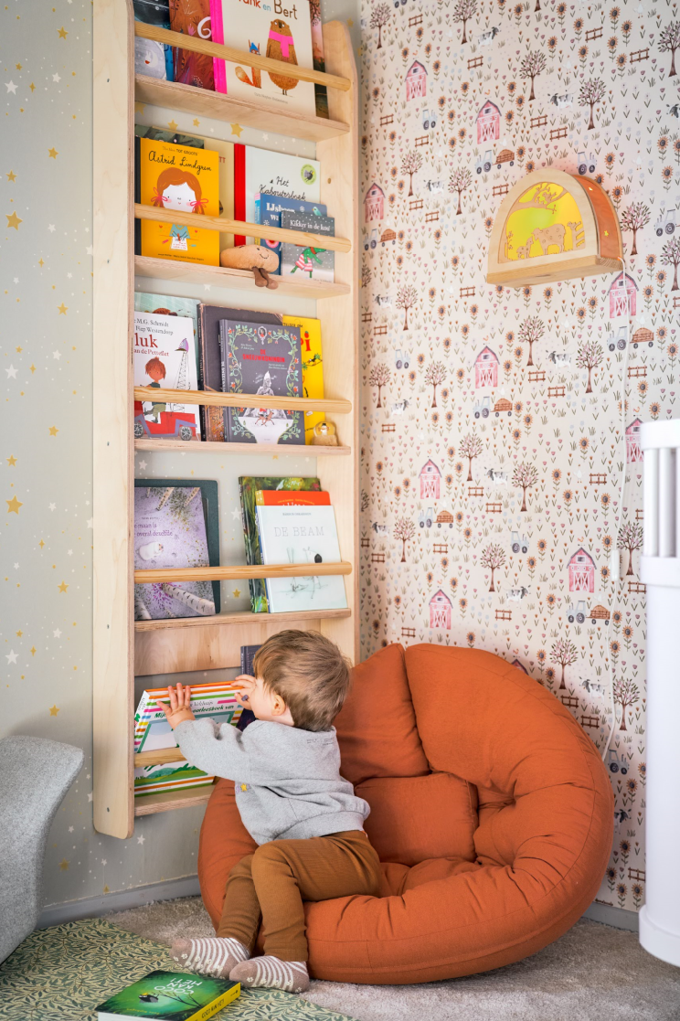 Montessori Bücherregal Kinderzimmer | 5 Regale - natur Wandregal toddie.de