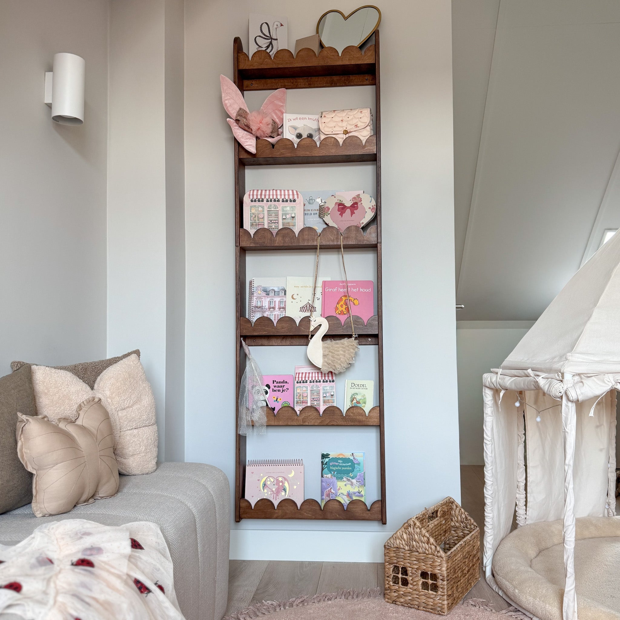 Bubble Montessori Bücherregal Kinderzimmer | 6 Regale - wenge gebeizt Wandregal toddie.de ®