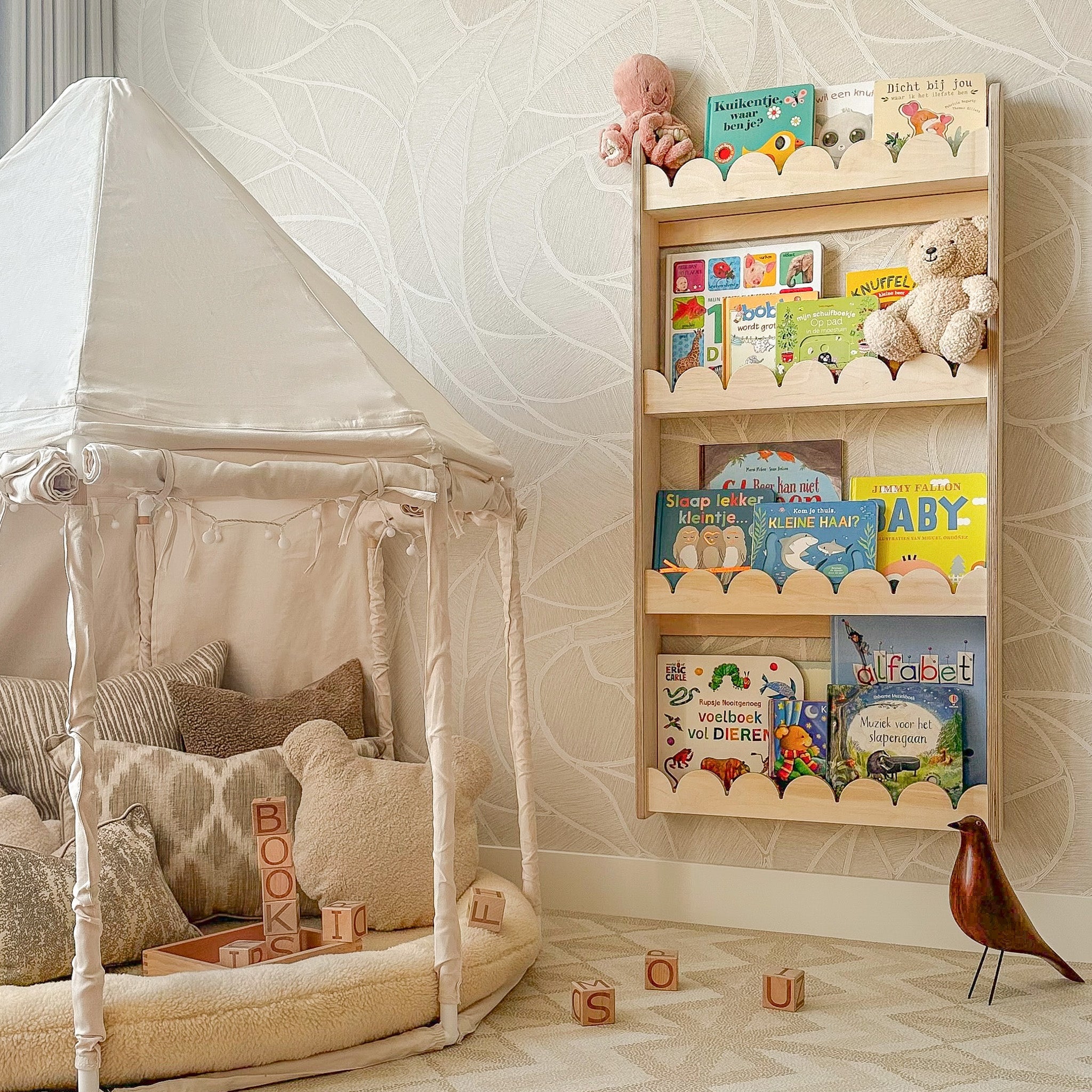 Bubble Montessori Bücherregal Kinderzimmer | 4 Regale - natur Bücherregal toddie.de ®