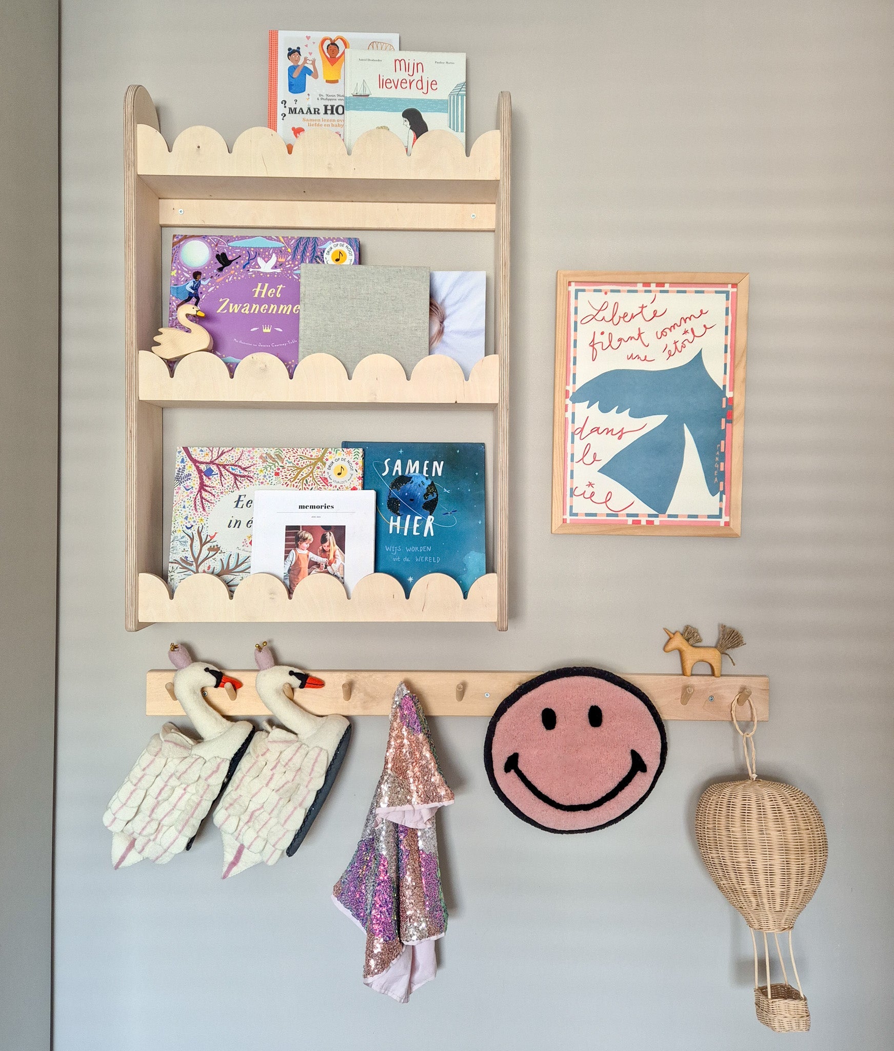 Bubble Montessori Bücherregal Kinderzimmer | 3 Regale - natur Bücherregal toddie.de ®