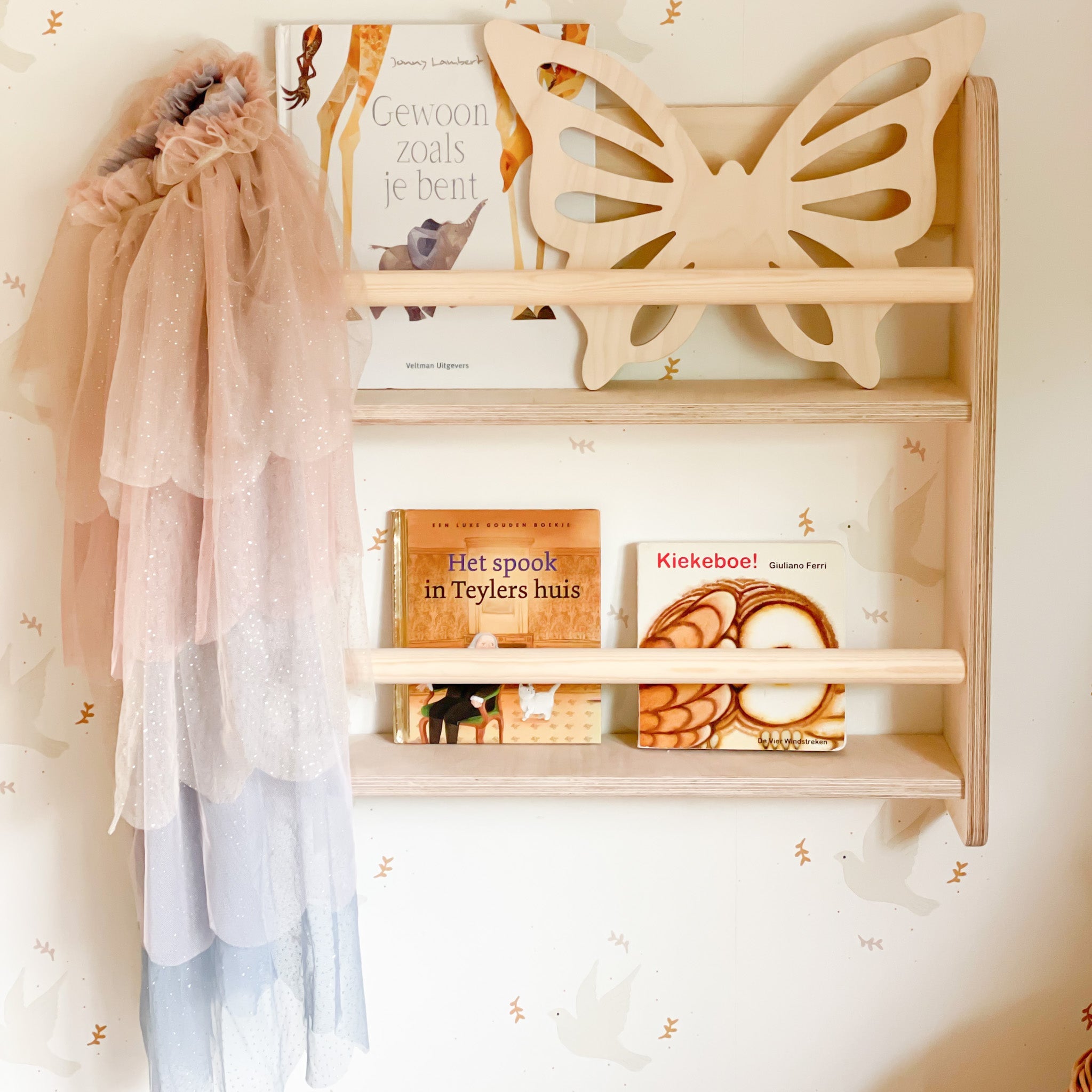 Montessori Bücherregal Kinderzimmer | 2 Regale - natur Wandregal toddie.de