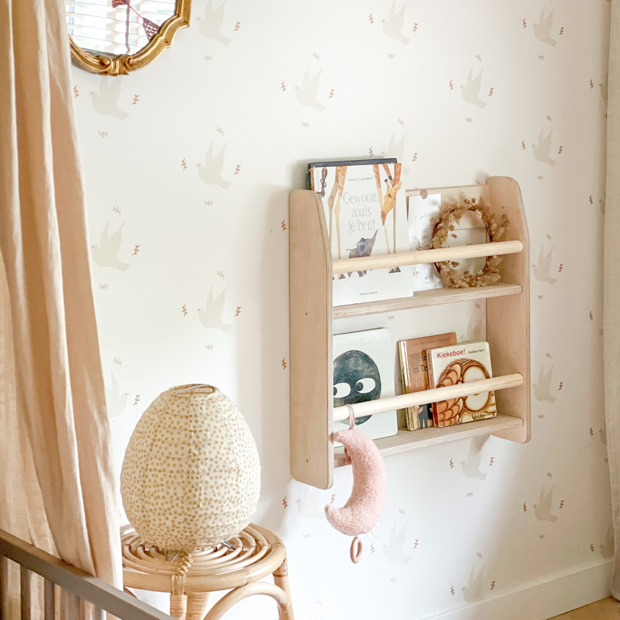 Montessori Bücherregal Kinderzimmer | 2 Regale - natur Wandregal toddie.de