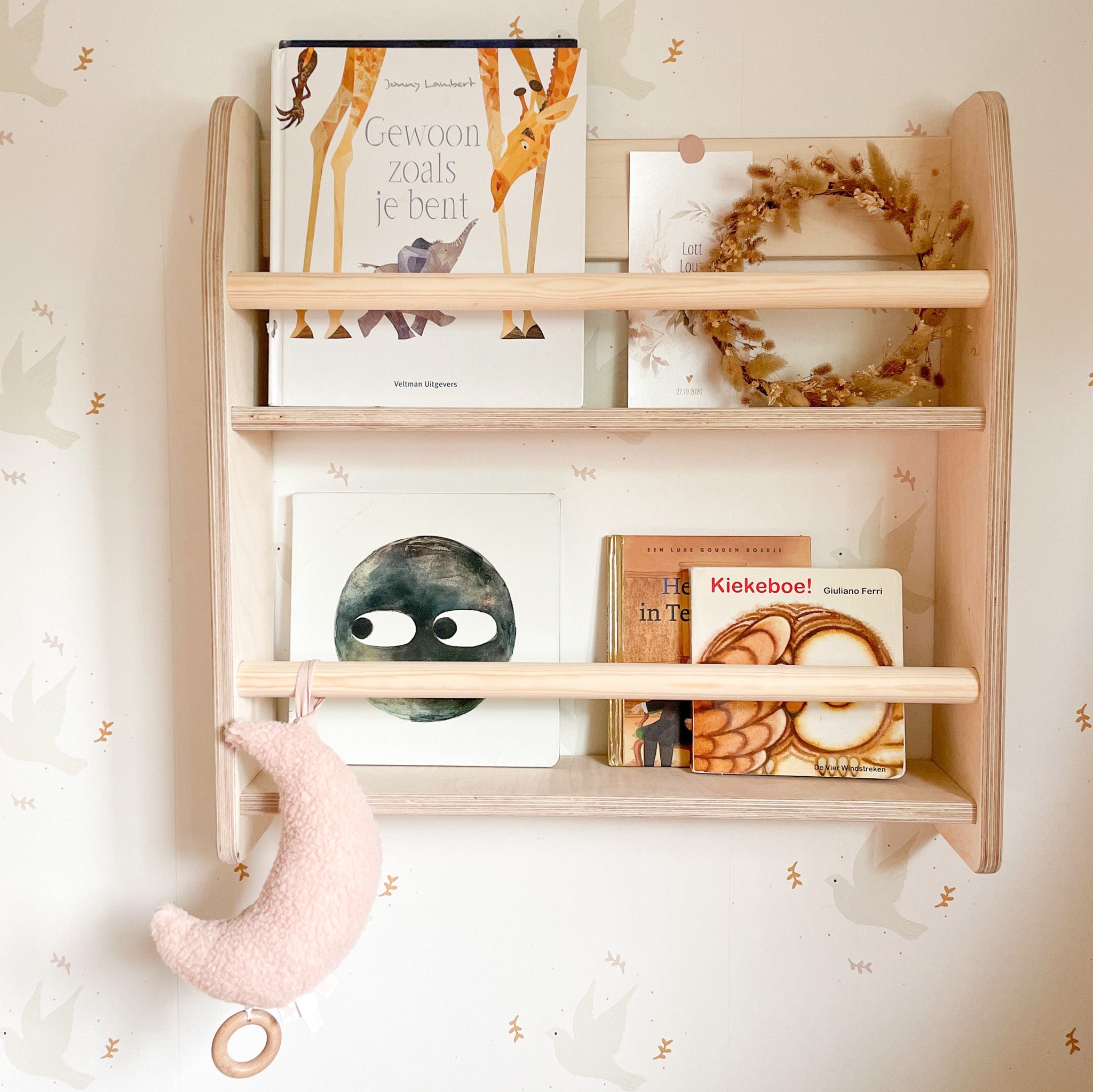 Montessori Bücherregal Kinderzimmer | 2 Regale - natur Wandregal toddie.de