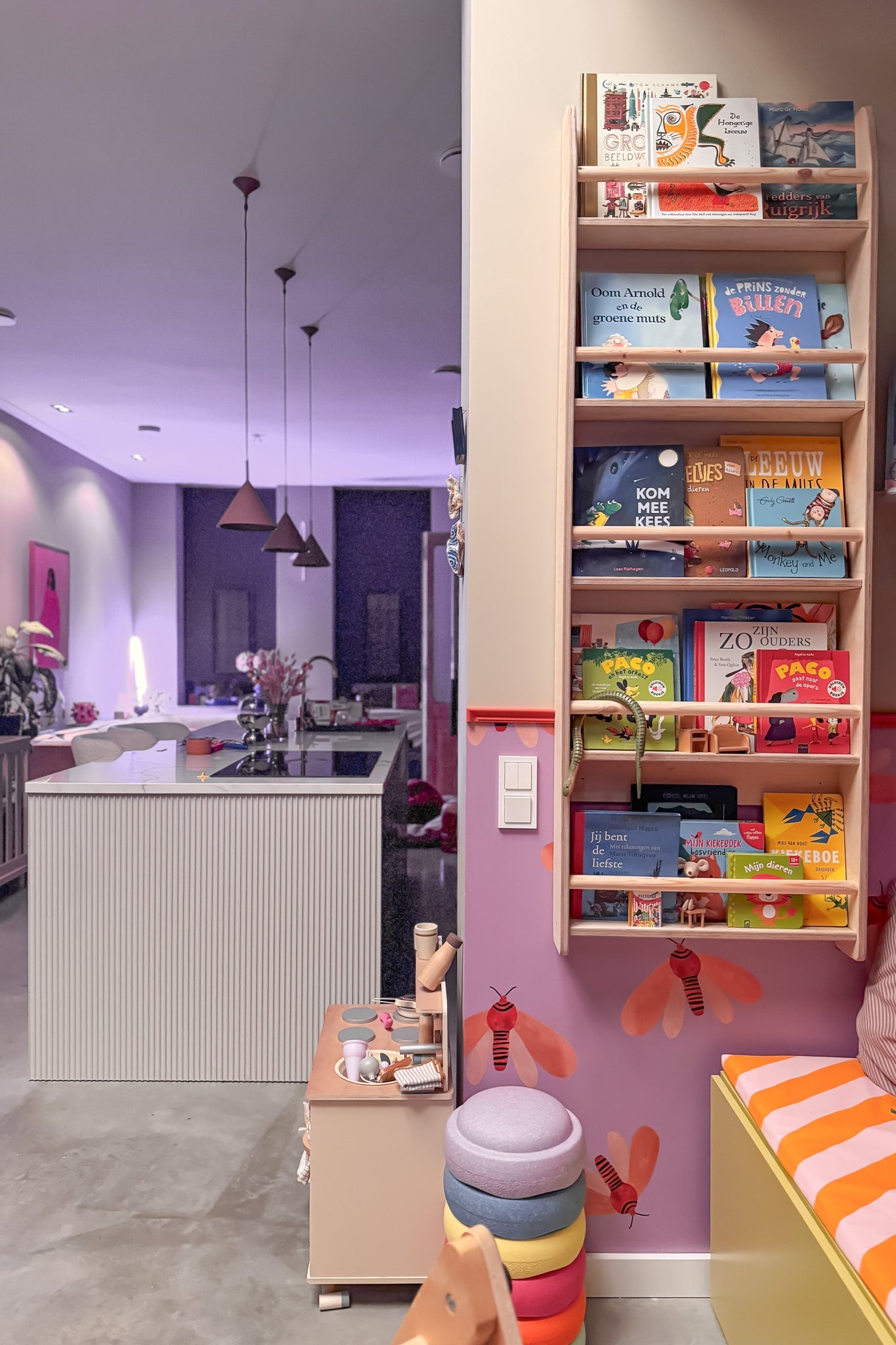 Montessori Bücherregal Kinderzimmer | 5 Regale - natur Wandregal toddie.de