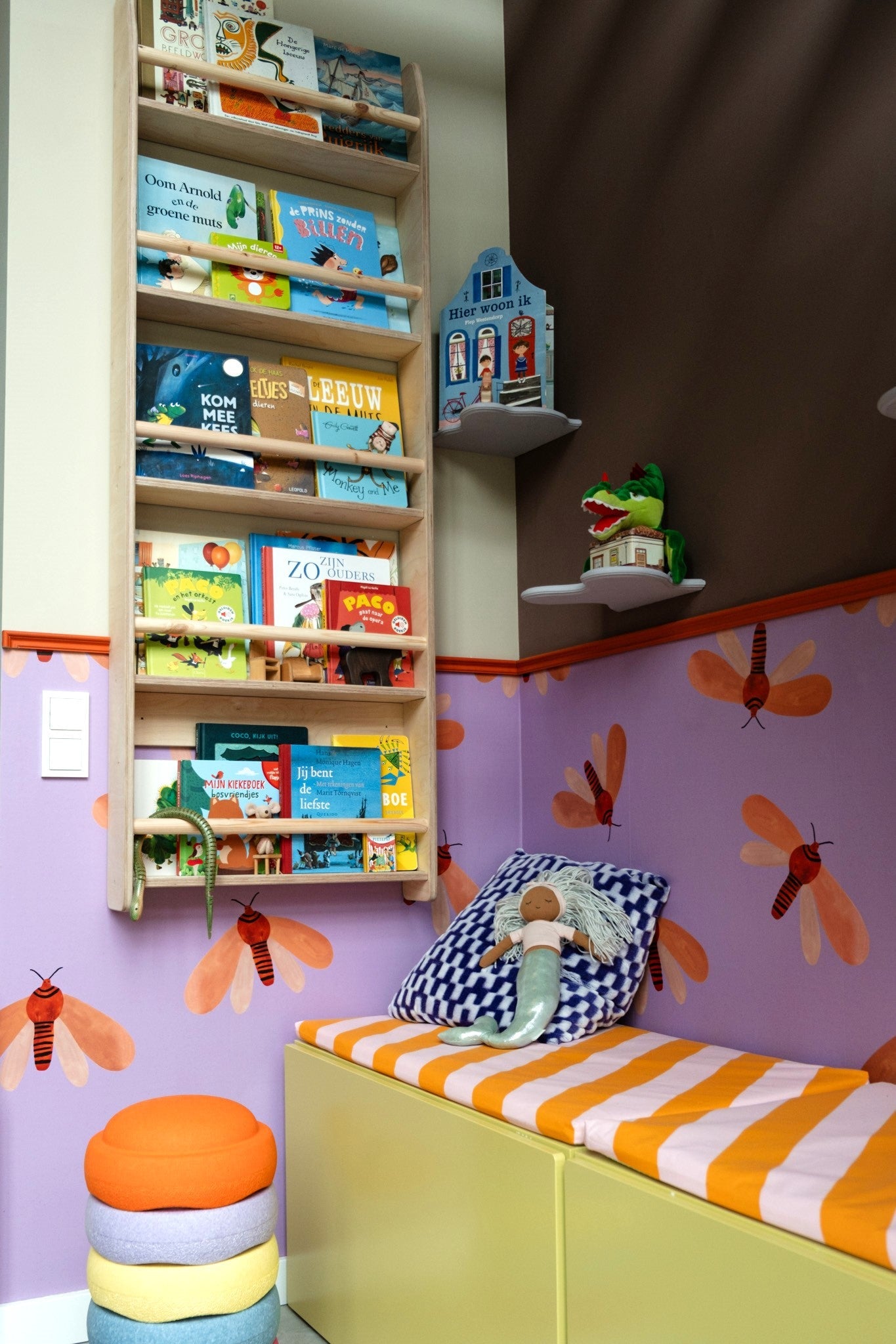 Montessori Bücherregal Kinderzimmer | 5 Regale - natur Wandregal toddie.de