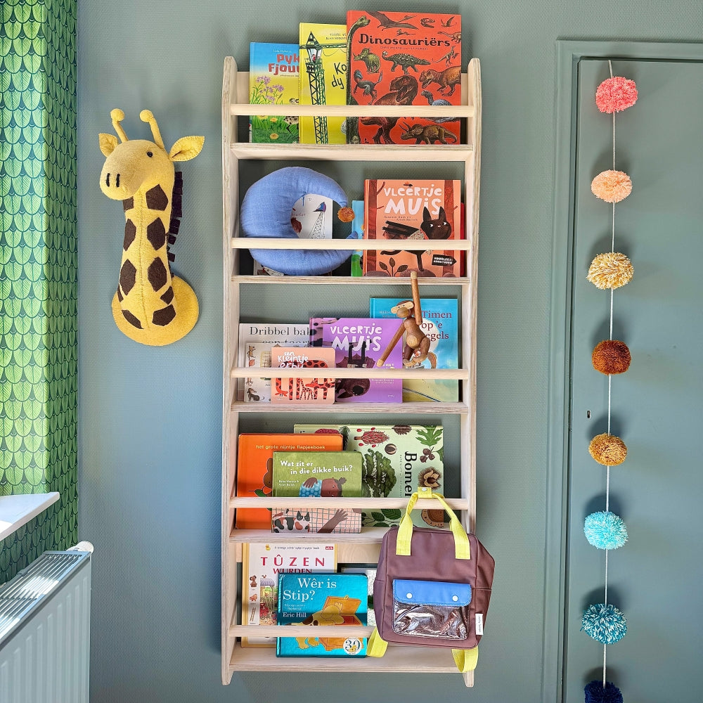 Montessori Bücherregal Kinderzimmer | 5 Regale - natur Wandregal toddie.de