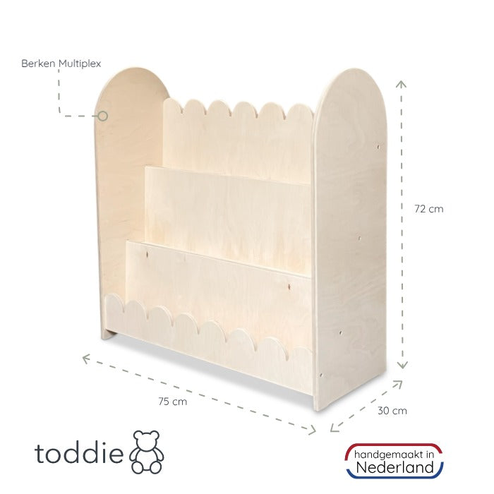 Bubble Montessori Bücherregal Kinderzimmer | 3 Stufen - natur Bücherregal toddie.de ®