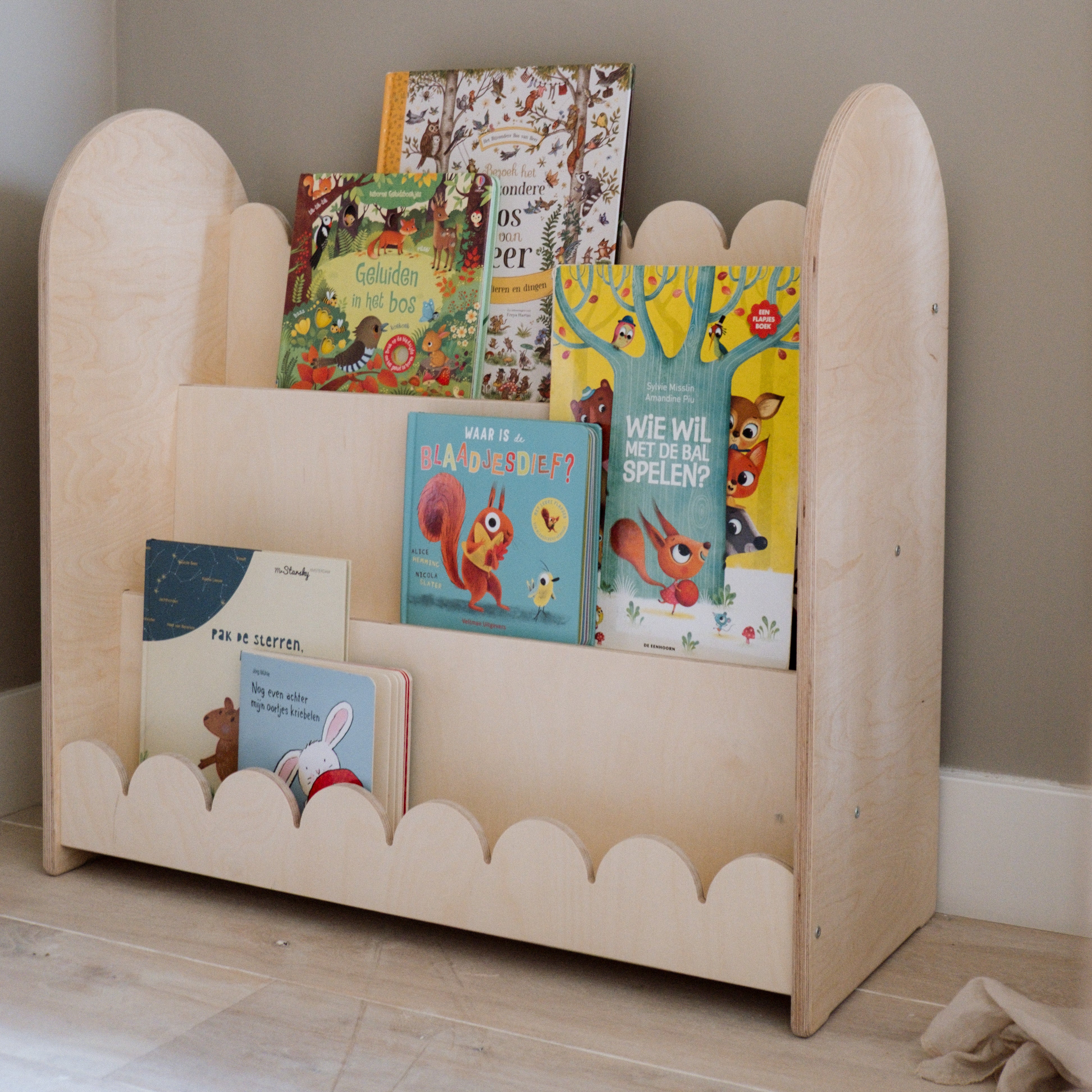 Bubble Montessori Bücherregal Kinderzimmer | 3 Stufen - natur Bücherregal toddie.de ®