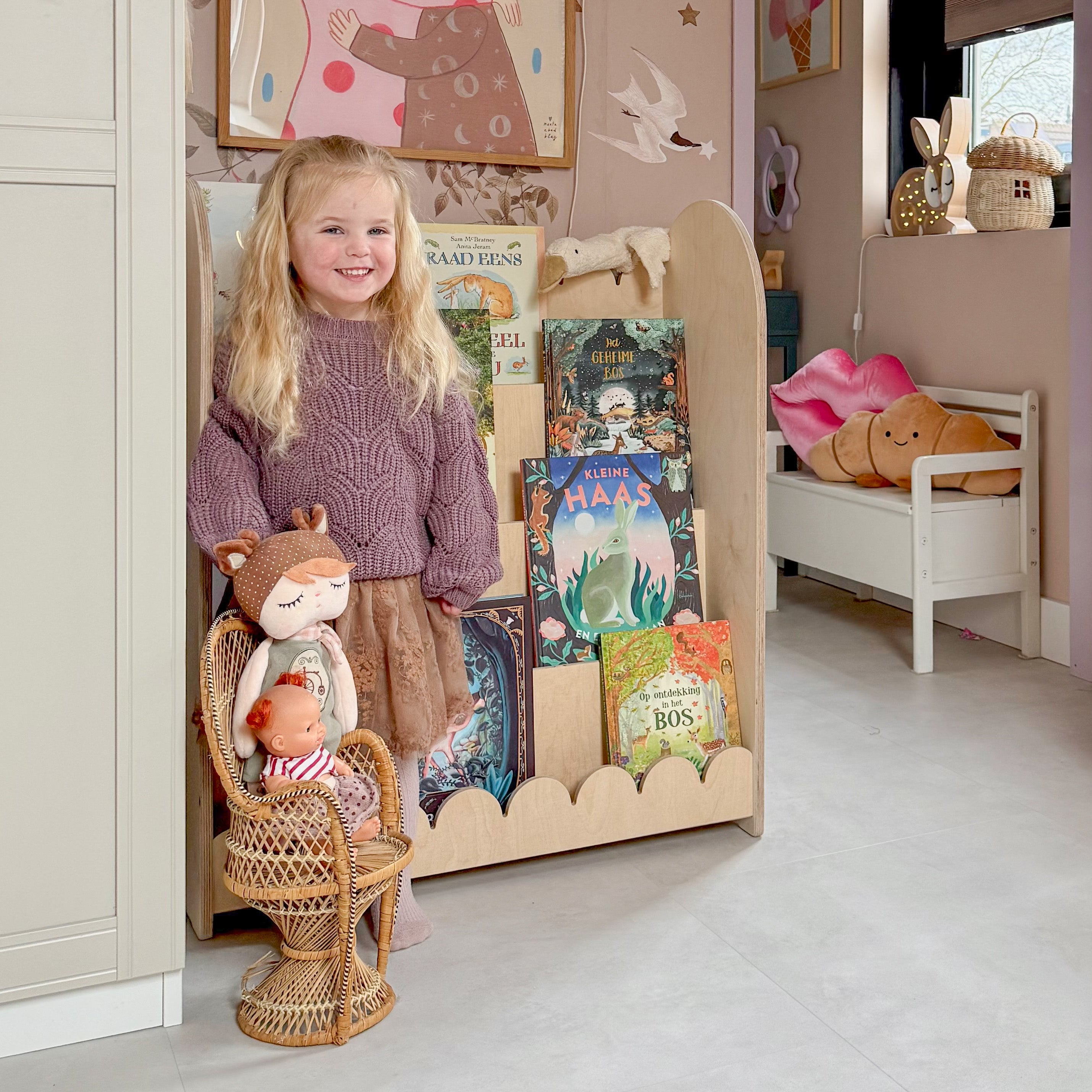 Bubble Montessori Bücherregal Kinderzimmer | 4 Stufen - natur toddie.de ®