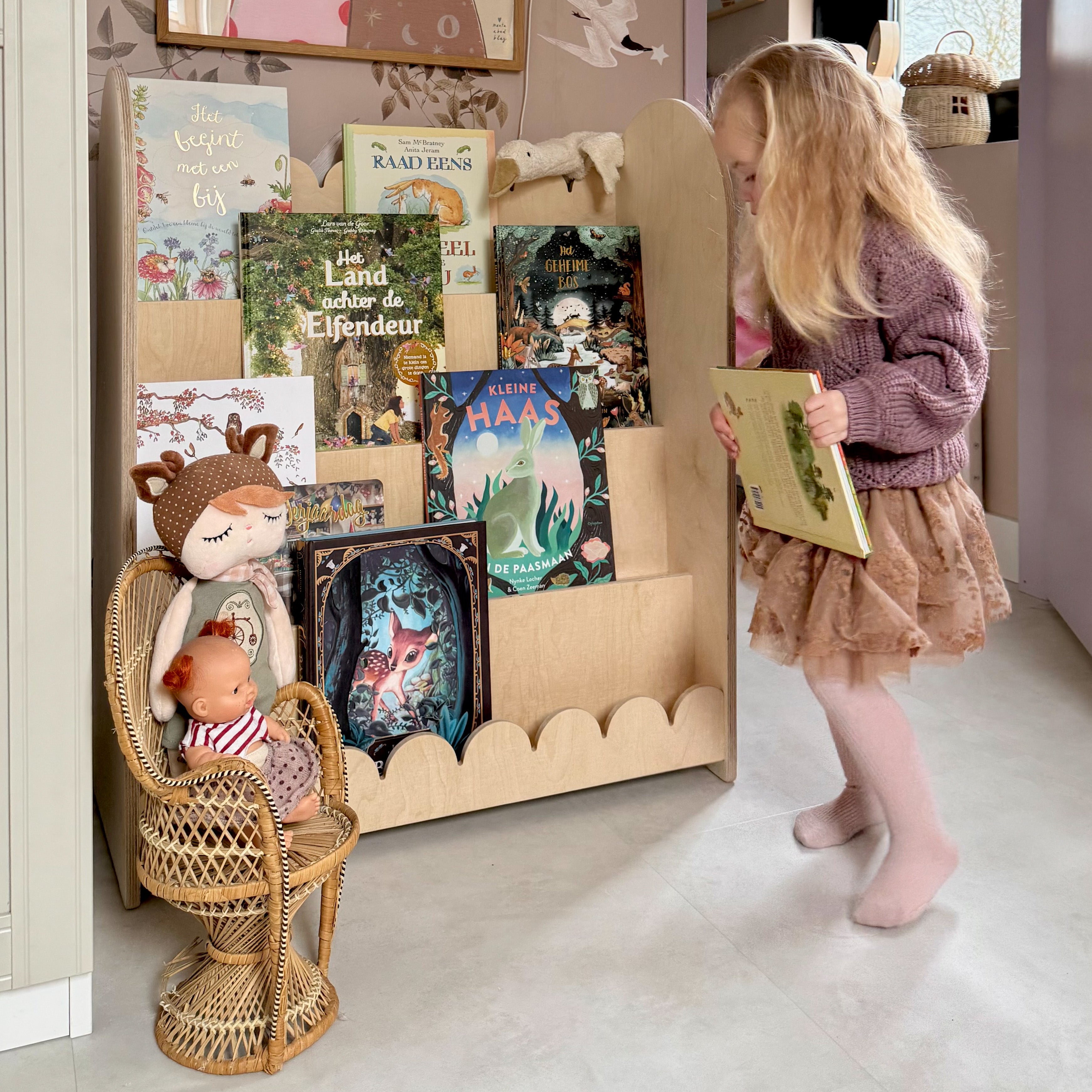 Bubble Montessori Bücherregal Kinderzimmer | 4 Stufen - natur toddie.de ®