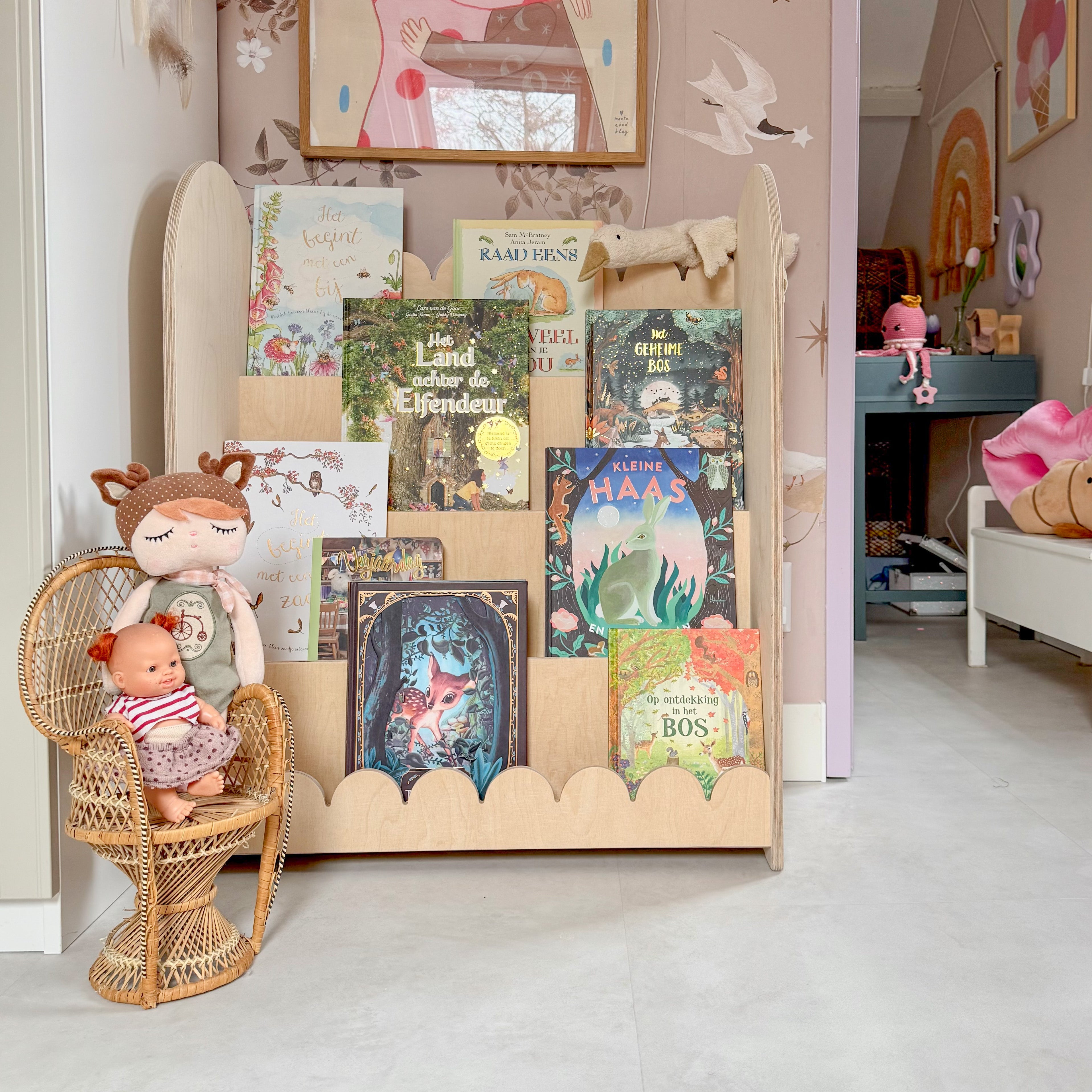 Bubble Montessori Bücherregal Kinderzimmer | 4 Stufen - natur toddie.de ®