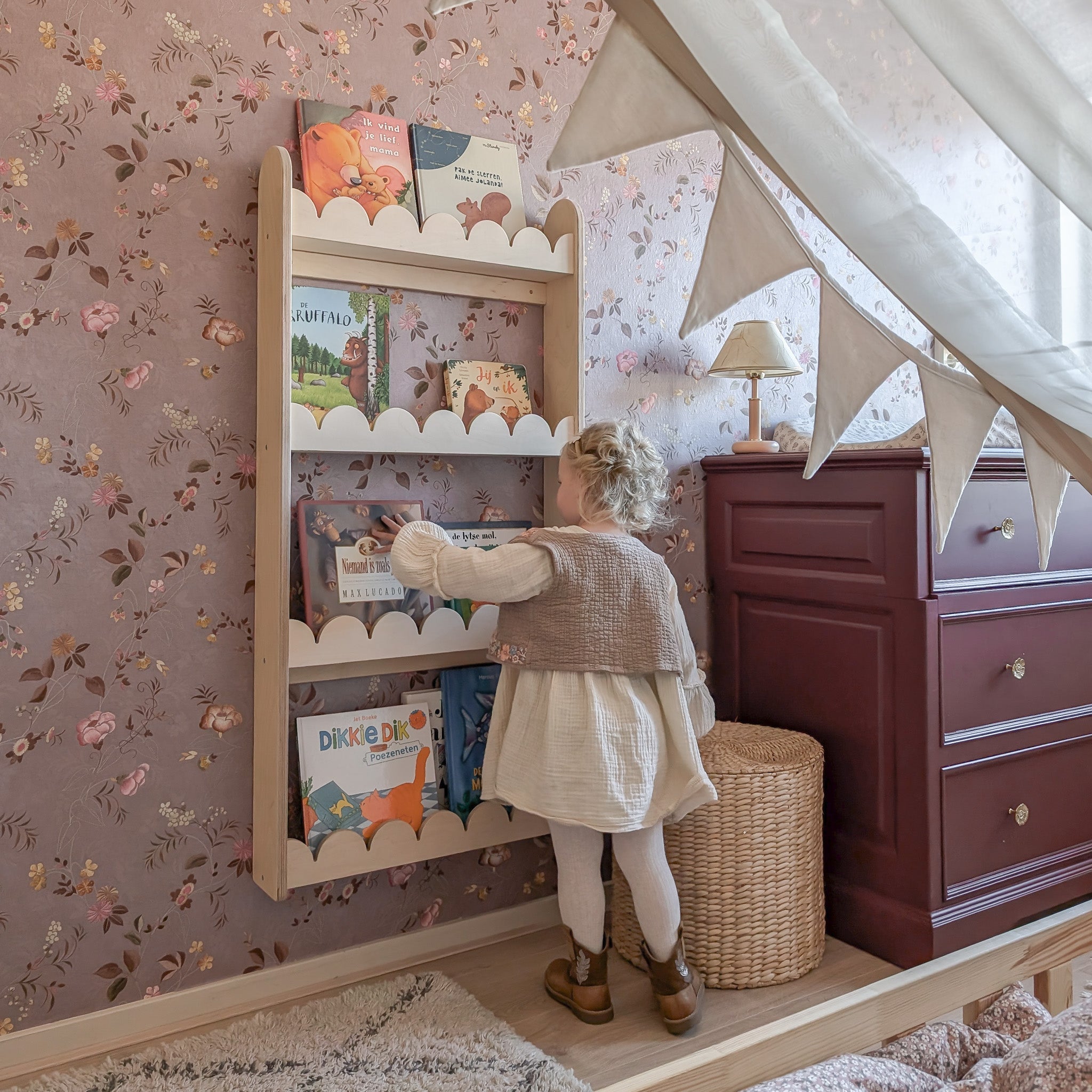 Bubble Montessori Bücherregal Kinderzimmer | 4 Regale - natur Bücherregal toddie.de ®