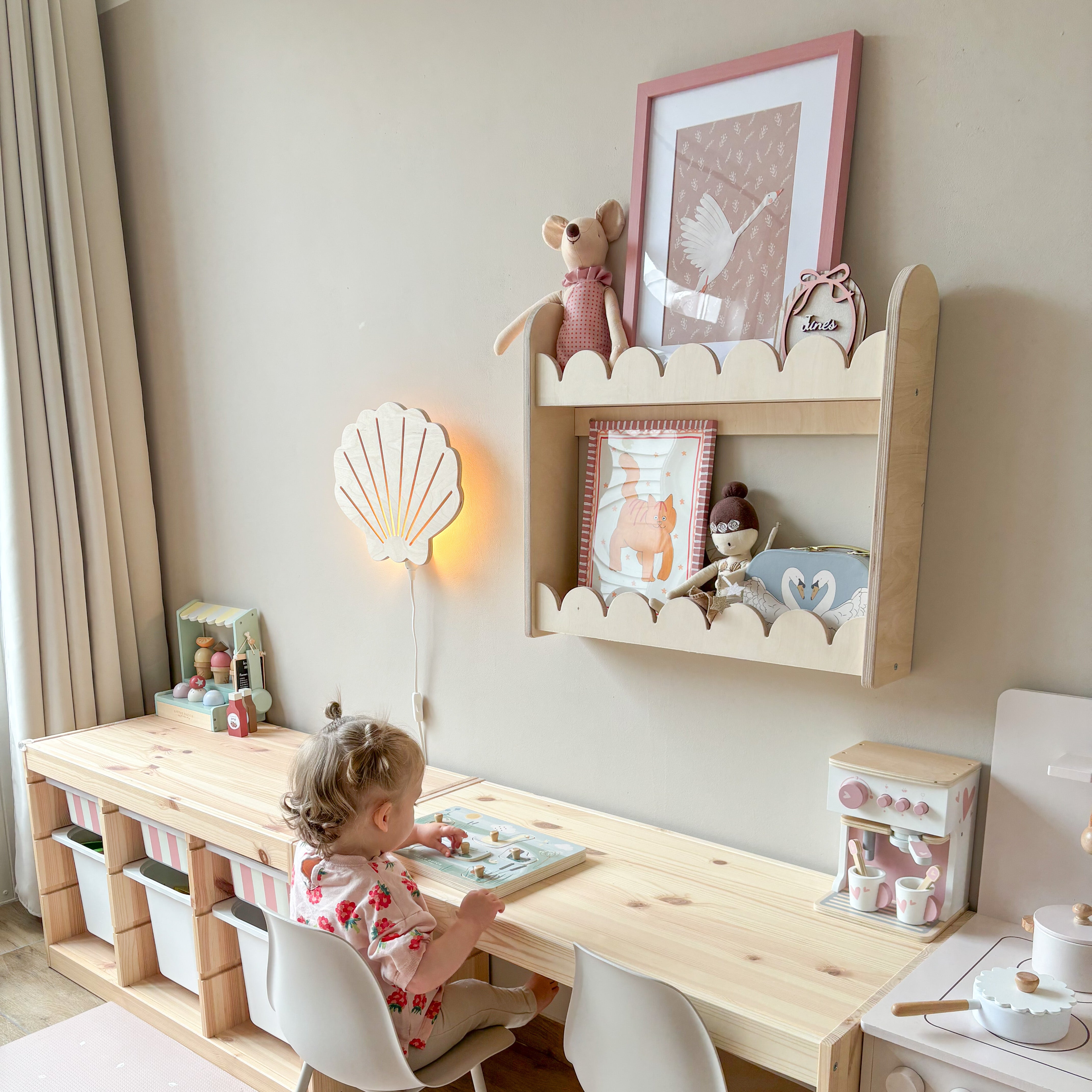 Bubble Montessori Bücherregal Kinderzimmer | 2 Regale - natur Bücherregal toddie.de ®