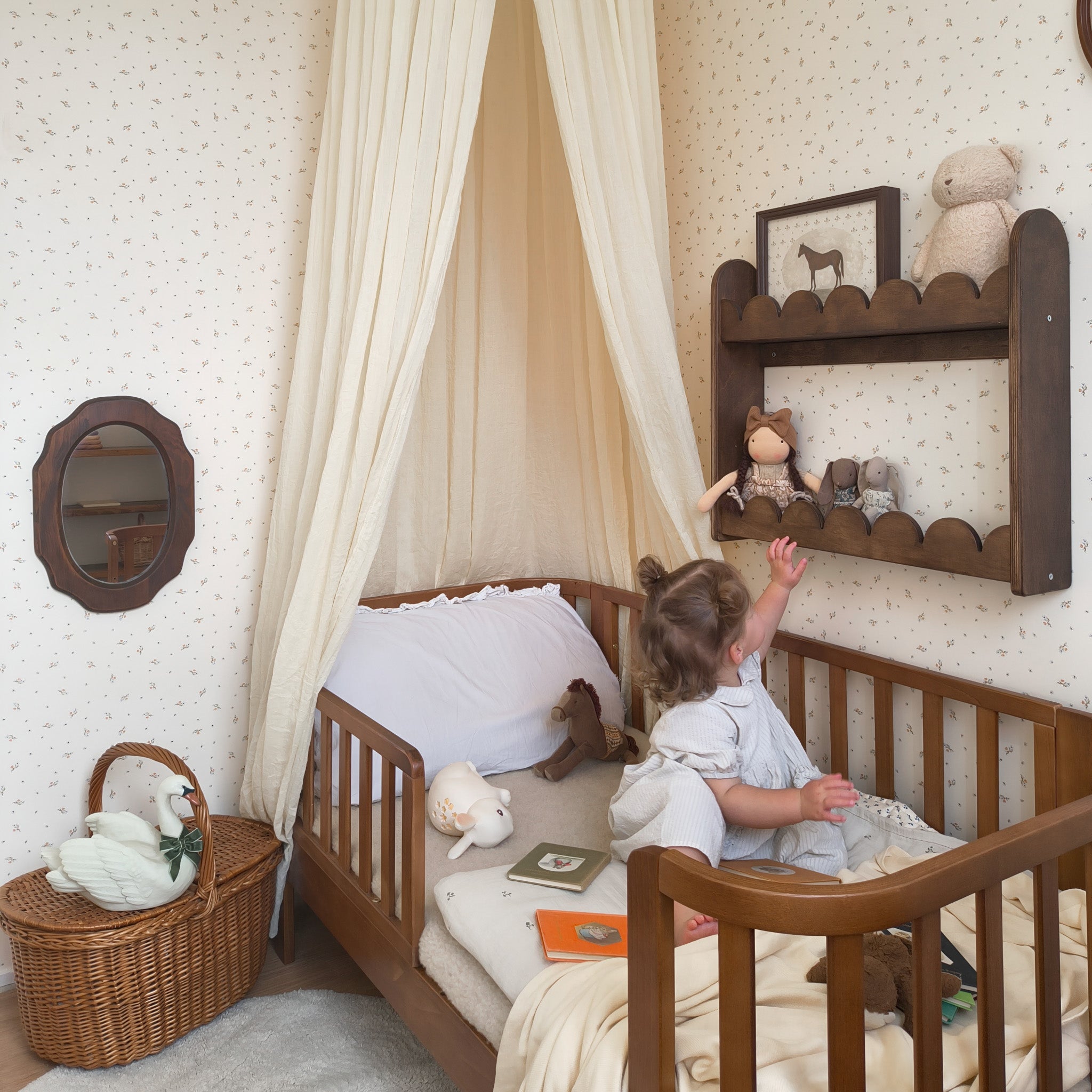 Bubble Montessori Bücherregal | 2 Regalböden – wenge gebeizt Wandregal toddie.de ®