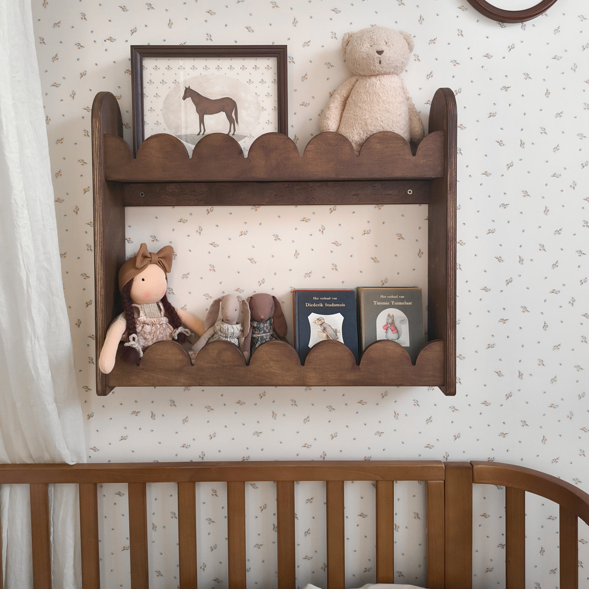 Bubble Montessori Bücherregal | 2 Regalböden – wenge gebeizt Wandregal toddie.de ®