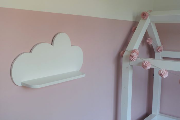 XL hölzerne Wandregal Kinderzimmer Wolke | Wolkie - weiß Wandregal toddie.de
