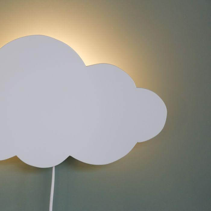 Hölzerne Wandleuchte Kinderzimmer | Wolke - weiß Wandleuchte toddie.de