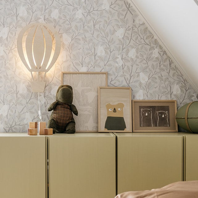 Hölzerne Wandleuchte Kinderzimmer | Heißluftballon - natur Wandleuchte toddie.de