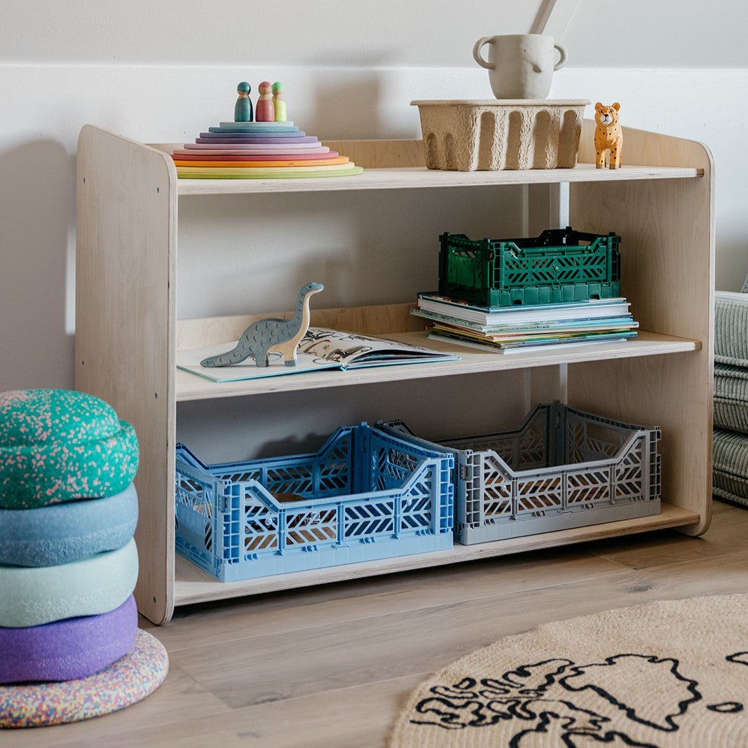 Jollie Montessori Spielzeugschrank | Bücherregal 3 regale - natur Spielzeugschrank toddie.de ®