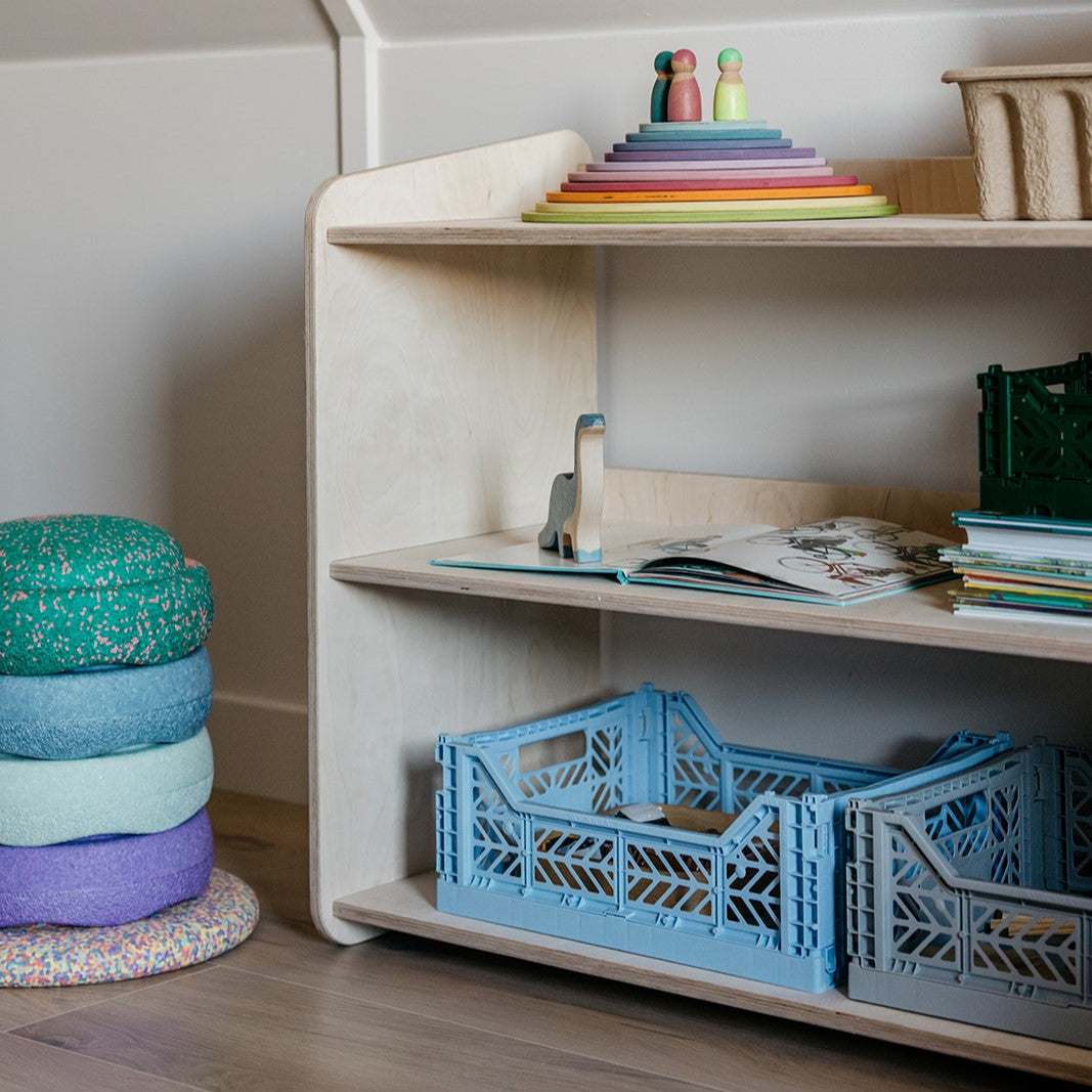 Jollie Montessori Spielzeugschrank | Bücherregal 3 regale - natur Spielzeugschrank toddie.de ®