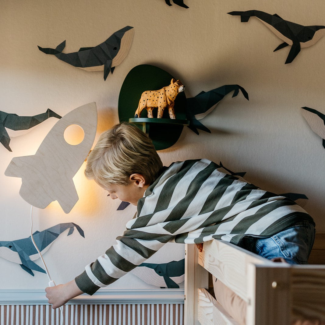 Hölzerne Wandleuchte Kinderzimmer | Rakete - natur Wandleuchte toddie.de