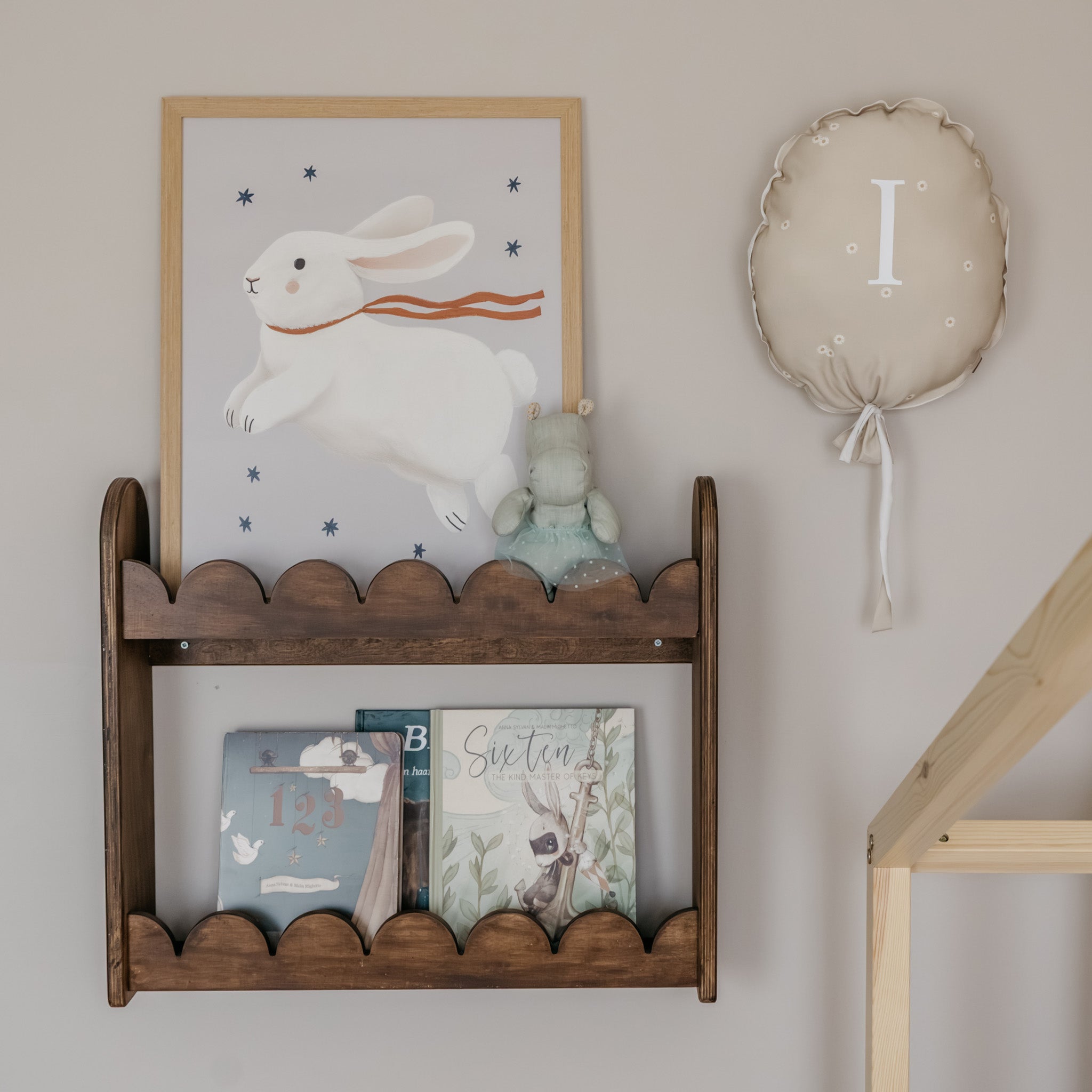 Bubble Montessori Bücherregal | 2 Regalböden – wenge gebeizt Wandregal toddie.de ®