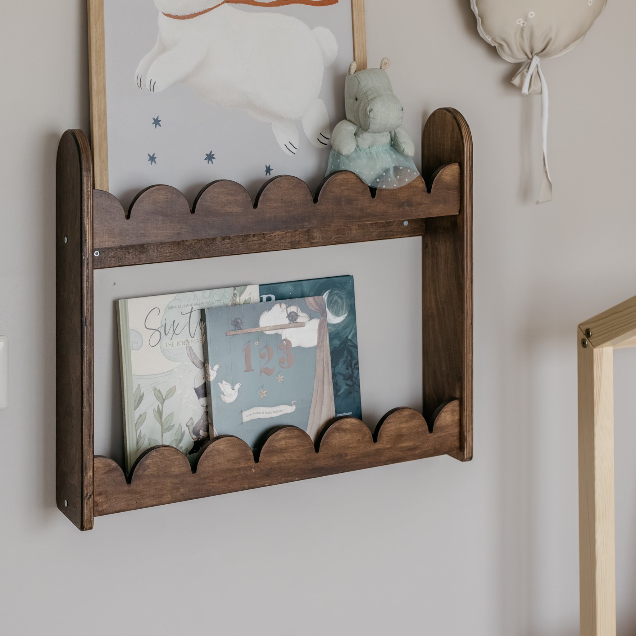 Bubble Montessori Bücherregal | 2 Regalböden – wenge gebeizt Wandregal toddie.de ®