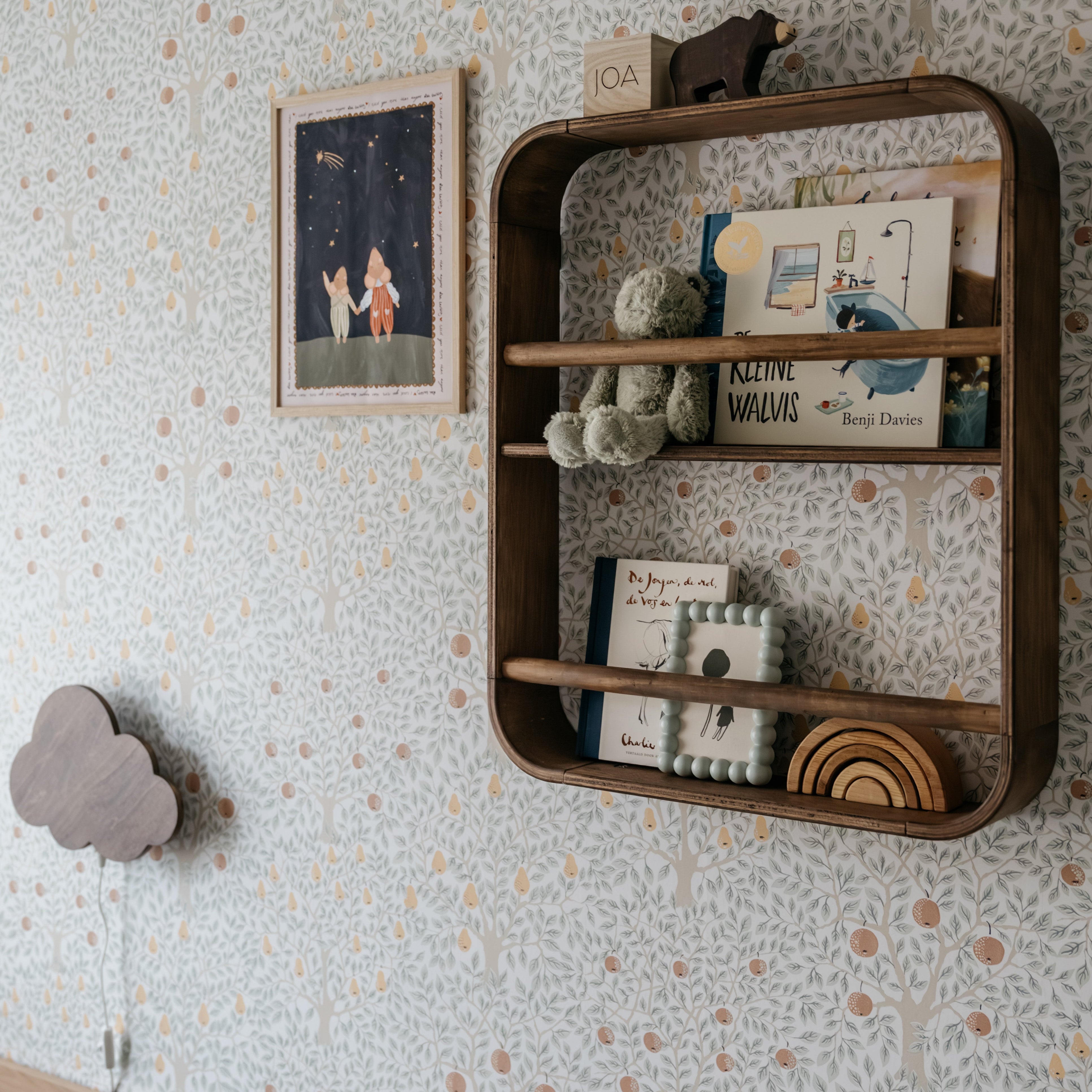 Novie Montessori Rundes Bücherregal für Kinderzimmer | 2 Regalböden – Wenge gebeizt Bücherregal toddie.de ®