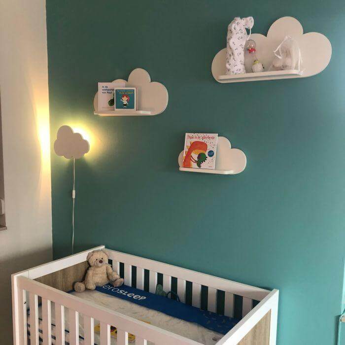 XL hölzerne Wandregal Kinderzimmer Wolke | Wolkie - weiß Wandregal toddie.de