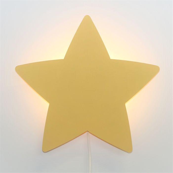 Hölzerne Wandleuchte Kinderzimmer | Stern - gelb Wandleuchte toddie.de