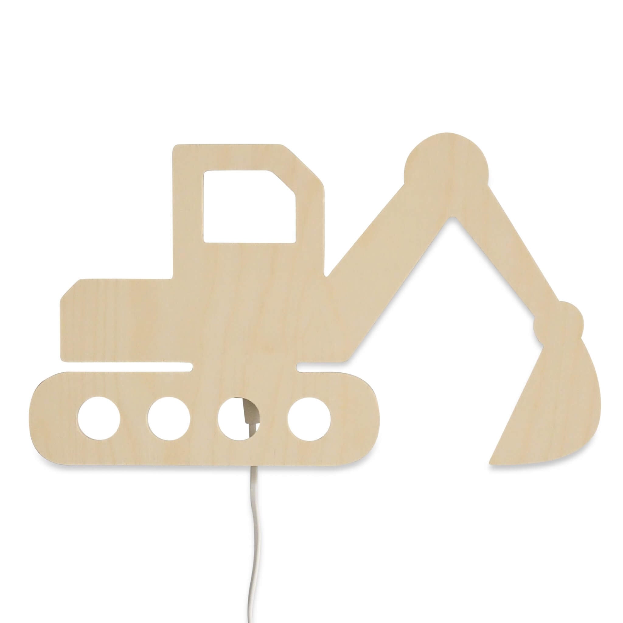 Hölzerne Wandleuchte Kinderzimmer | Bagger - natur Wandleuchte toddie.de