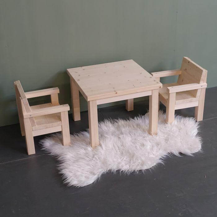 Holz Kindermöbelset 1-3 Jahre | Kiddo Tisch + 2 Stühle - natur Möbelset toddie.de