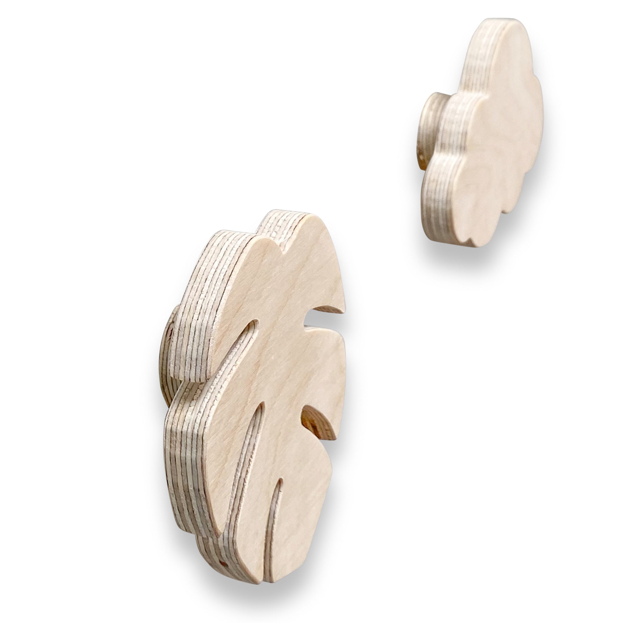 Hölzerne Wandhaken Kinderzimmer | 4 Stück Dschungel - natur Garderobenhaken toddie.de