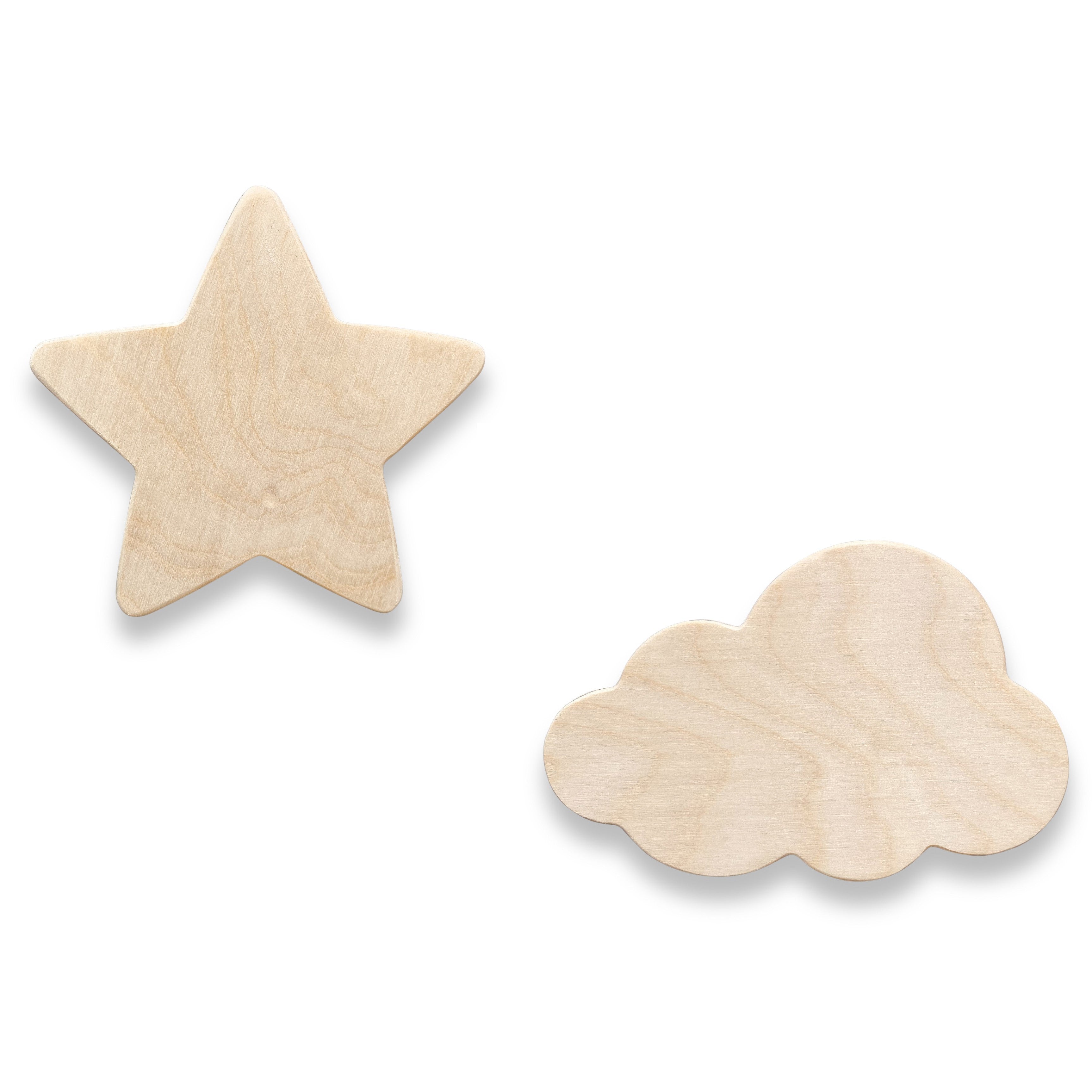 Hölzerne Wandhaken Kinderzimmer | Stern und Wolke - natur Wandhaken toddie.de