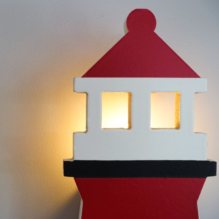 Hölzerne Wandleuchte Kinderzimmer | Lighthouse, Leuchtturm - weiß/rot Wandleuchte toddie.de