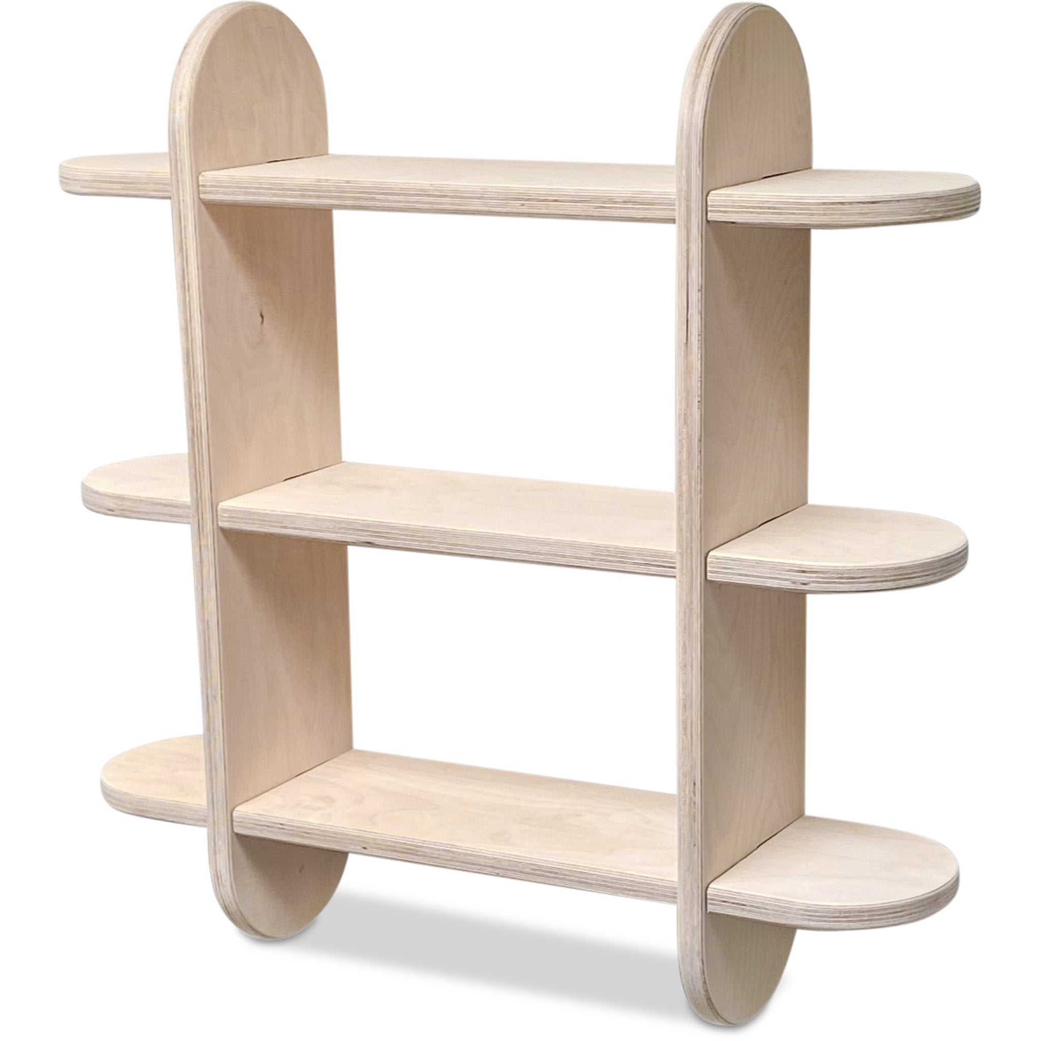 Round Montessori Bücher Wandregal Kinderzimmer | Fächerregal 3 Regale - natur Bücher Wandregal toddie.de ®