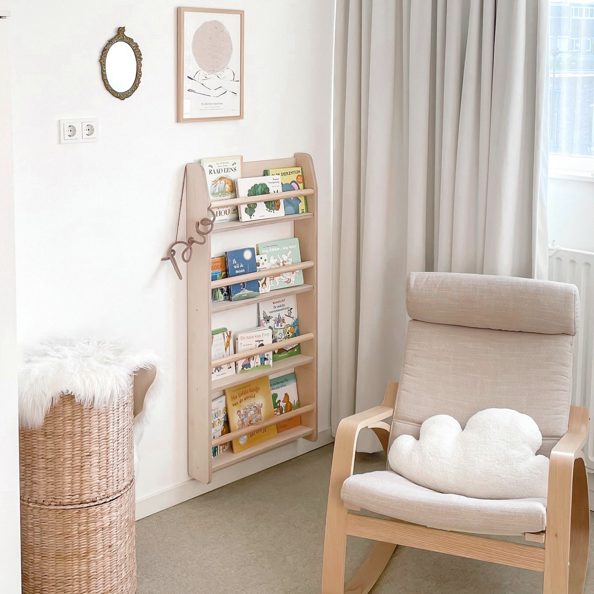 Montessori Bücherregal Kinderzimmer | 4 Regale - natur Wandregal toddie.de