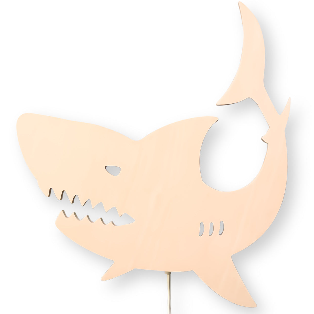 Hölzerne Wandleuchte Kinderzimmer | Hai - natur Wandleuchte toddie.de Weißes Kabel